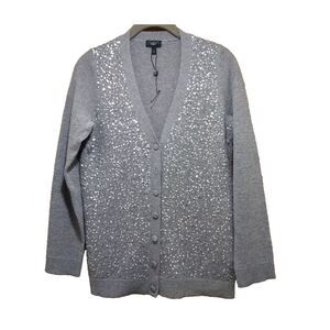 Talbots Embellished Cardigan Lambswool Angora Button Up Sequin Sweater Womens PS